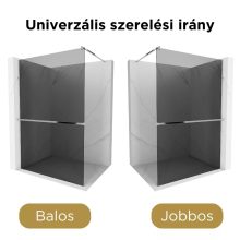 HD Arlo+ Dark Walk-In zuhanyfal, 90x200 cm, 8 mm vastag vízlepergető biztonsági üveggel, 200 cm magas, króm profillal és távtartóval