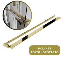 HD Arlo+ Dark Gold Walk-In zuhanyfal, 100x200 cm, 8 mm vastag vízlepergető biztonsági üveggel, 200 cm magas, arany profillal és távtartóval
