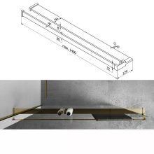 HD Arlo+ Dark Gold Walk-In zuhanyfal, 100x200 cm, 8 mm vastag vízlepergető biztonsági üveggel, 200 cm magas, arany profillal és távtartóval