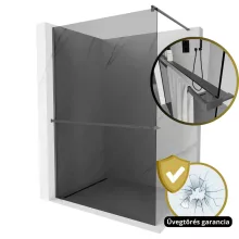 HD Arlo+ Dark Gun Grey Walk-In zuhanyfal 8 mm vastag vízlepergető biztonsági üveggel, 200 cm magas, szürke profillal és távtartóval