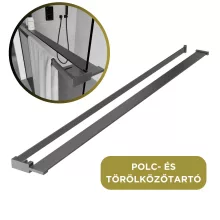 HD Arlo+ Dark Gun Grey Walk-In zuhanyfal 8 mm vastag vízlepergető biztonsági üveggel, 200 cm magas, szürke profillal és távtartóval