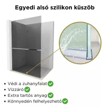 HD Arlo+ "L" Dark Walk-In zuhanyfal 8 mm vastag vízlepergető biztonsági üveggel, 200 cm magas, króm profillal és "L" stabilizátorral