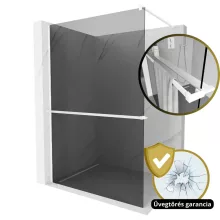 HD Arlo+ Dark White Walk-In zuhanyfal 8 mm vastag vízlepergető biztonsági üveggel, 200 cm magas, fehér profillal és távtartóval