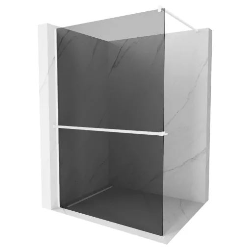 HD Arlo+ Dark White Walk-In zuhanyfal 8 mm vastag vízlepergető biztonsági üveggel, 200 cm magas, fehér profillal és távtartóval