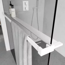 HD Arlo+ Dark White Walk-In zuhanyfal 8 mm vastag vízlepergető biztonsági üveggel, 200 cm magas, fehér profillal és távtartóval