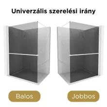 HD Arlo+ Dark White Walk-In zuhanyfal 8 mm vastag vízlepergető biztonsági üveggel, 200 cm magas, fehér profillal és távtartóval