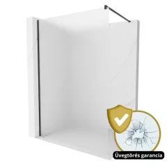   HD Arlo Matt Black Walk-In zuhanyfal 8 mm vastag vízlepergető biztonsági matt üveggel, 200 cm magas, fekete profillal és távtartóval