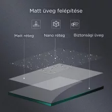 HD Arlo Matt Black Walk-In zuhanyfal, 100x200 cm, 8 mm vastag vízlepergető biztonsági matt üveggel, 200 cm magas, fekete profillal és távtartóval