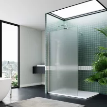 HD Arlo Matt Walk-In zuhanyfal 8 mm vastag vízlepergető biztonsági matt üveggel, 200 cm magas, króm profillal és távtartóval