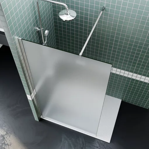 HD Arlo Matt Walk-In zuhanyfal 8 mm vastag vízlepergető biztonsági matt üveggel, 200 cm magas, króm profillal és távtartóval