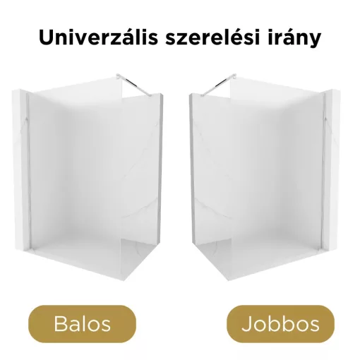 HD Arlo Matt Walk-In zuhanyfal 8 mm vastag vízlepergető biztonsági matt üveggel, 200 cm magas, króm profillal és távtartóval