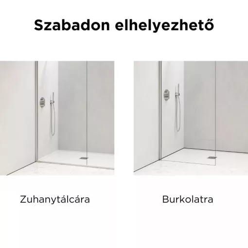 HD Arlo Matt Walk-In zuhanyfal 8 mm vastag vízlepergető biztonsági matt üveggel, 200 cm magas, króm profillal és távtartóval