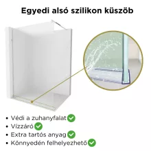 HD Arlo Matt Walk-In zuhanyfal 8 mm vastag vízlepergető biztonsági matt üveggel, 200 cm magas, króm profillal és távtartóval