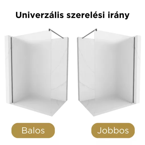 HD Arlo Matt Gun Grey Walk-In zuhanyfal 8 mm vastag vízlepergető biztonsági matt üveggel, 200 cm magas, szürke profillal és távtartóval