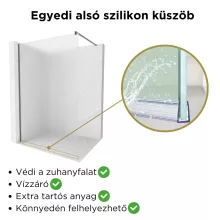 HD Arlo Matt Gun Grey Walk-In zuhanyfal 8 mm vastag vízlepergető biztonsági matt üveggel, 200 cm magas, szürke profillal és távtartóval