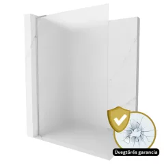   HD Arlo "L" Matt Walk-In zuhanyfal 8 mm vastag vízlepergető biztonsági matt üveggel, 200 cm magas, króm profillal és "L" stabilizátorral