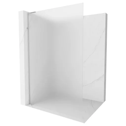 HD Arlo "L" Matt Walk-In zuhanyfal, 100x200 cm, 8 mm vastag vízlepergető biztonsági matt üveggel, 200 cm magas, króm profillal és "L" stabilizátorral