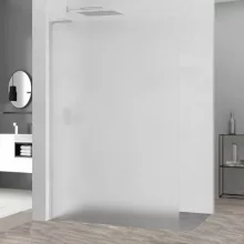 HD Arlo "L" Matt Walk-In zuhanyfal, 100x200 cm, 8 mm vastag vízlepergető biztonsági matt üveggel, 200 cm magas, króm profillal és "L" stabilizátorral