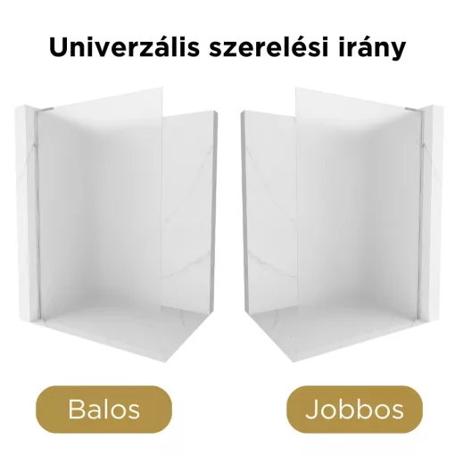 HD Arlo "L" Matt Walk-In zuhanyfal, 100x200 cm, 8 mm vastag vízlepergető biztonsági matt üveggel, 200 cm magas, króm profillal és "L" stabilizátorral
