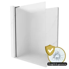   HD Arlo "L" Matt Black Walk-In zuhanyfal 8 mm vastag vízlepergető biztonsági matt üveggel, 200 cm magas, fekete profillal és "L" stabilizátorral