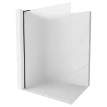 HD Arlo "L" Matt Black Walk-In zuhanyfal 8 mm vastag vízlepergető biztonsági matt üveggel, 200 cm magas, fekete profillal és "L" stabilizátorral