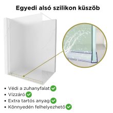 HD Arlo Matt White Walk-In zuhanyfal 8 mm vastag vízlepergető biztonsági matt üveggel, 200 cm magas, fehér profillal és távtartóval