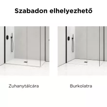 HD Arlo Matt Black Kombi Walk-In zuhanyfal 8 mm vastag vízlepergető biztonsági matt üveggel, 200 cm magas, fekete profillal és távtartóval