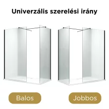 HD Arlo Matt Black Kombi Walk-In zuhanyfal 8 mm vastag vízlepergető biztonsági matt üveggel, 200 cm magas, fekete profillal és távtartóval