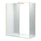 HD Arlo Matt Gold Kombi Walk-In zuhanyfal 8 mm vastag vízlepergető biztonsági matt üveggel, 200 cm magas, arany profillal és távtartóval