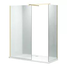 HD Arlo Matt Gold Kombi Walk-In zuhanyfal, 80x110 cm, 8 mm vastag vízlepergető biztonsági matt üveggel, 200 cm magas, arany profillal és távtartóval