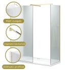 HD Arlo Matt Gold Kombi Walk-In zuhanyfal 8 mm vastag vízlepergető biztonsági matt üveggel, 200 cm magas, arany profillal és távtartóval