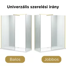 HD Arlo Matt Gold Kombi Walk-In zuhanyfal, 80x110 cm, 8 mm vastag vízlepergető biztonsági matt üveggel, 200 cm magas, arany profillal és távtartóval
