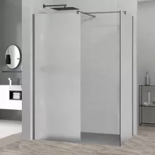 HD Arlo Matt Gun Grey Kombi Walk-In zuhanyfal 8 mm vastag vízlepergető biztonsági matt üveggel, 200 cm magas, szürke profillal és távtartóval