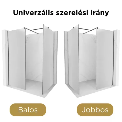 HD Arlo Matt Gun Grey Kombi Walk-In zuhanyfal 8 mm vastag vízlepergető biztonsági matt üveggel, 200 cm magas, szürke profillal és távtartóval