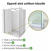 HD Arlo Matt Gun Grey Kombi Walk-In zuhanyfal 8 mm vastag vízlepergető biztonsági matt üveggel, 200 cm magas, szürke profillal és távtartóval