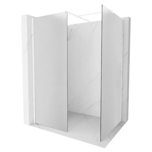 HD Arlo Matt White Kombi Walk-In zuhanyfal 8 mm vastag vízlepergető biztonsági matt üveggel, 200 cm magas, fehér profillal és távtartóval