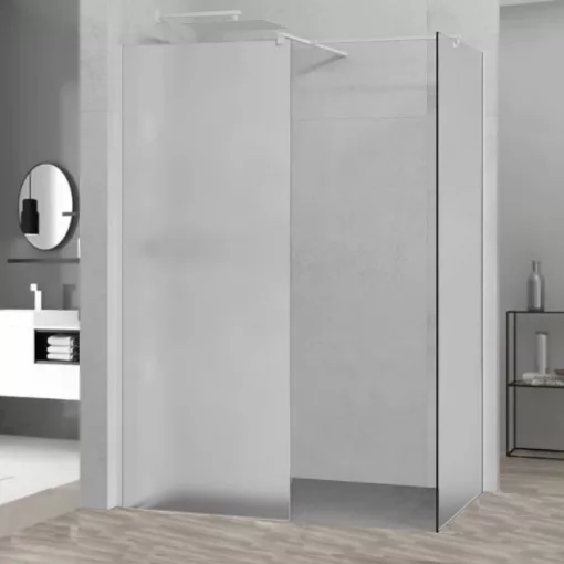 HD Arlo Matt White Kombi Walk-In zuhanyfal 8 mm vastag vízlepergető biztonsági matt üveggel, 200 cm magas, fehér profillal és távtartóval