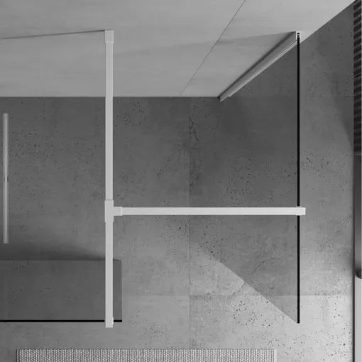 HD Arlo Matt White Kombi Walk-In zuhanyfal 8 mm vastag vízlepergető biztonsági matt üveggel, 200 cm magas, fehér profillal és távtartóval