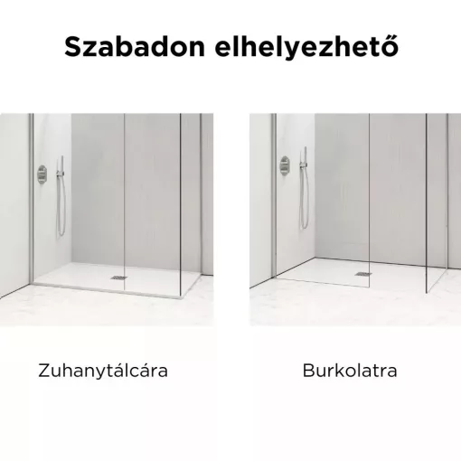 HD Arlo Matt White Kombi Walk-In zuhanyfal 8 mm vastag vízlepergető biztonsági matt üveggel, 200 cm magas, fehér profillal és távtartóval