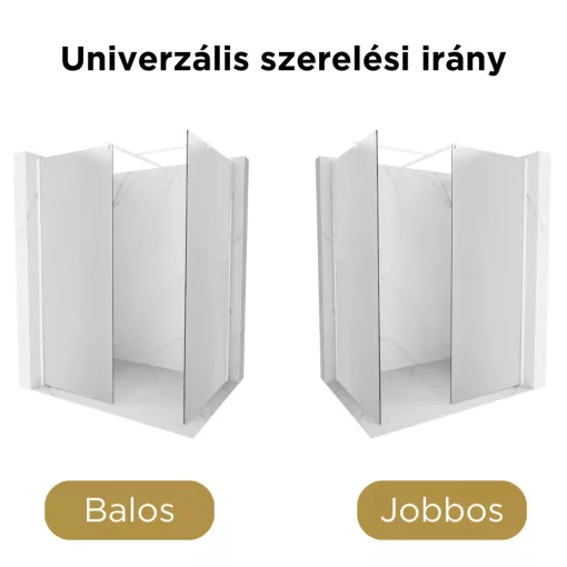 HD Arlo Matt White Kombi Walk-In zuhanyfal 8 mm vastag vízlepergető biztonsági matt üveggel, 200 cm magas, fehér profillal és távtartóval