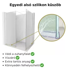 HD Arlo Matt White Kombi Walk-In zuhanyfal 8 mm vastag vízlepergető biztonsági matt üveggel, 200 cm magas, fehér profillal és távtartóval