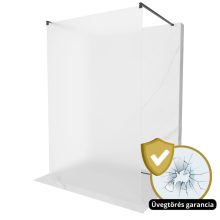 HD Arlo Matt Light Black szabadonálló Walk-In zuhanyfal, 120x200 cm, 8 mm vastag vízlepergető biztonsági matt üveggel, 200 cm magas, két fekete távtartóval