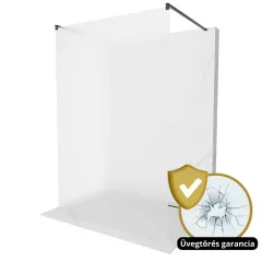   HD Arlo Matt Light Black szabadonálló Walk-In zuhanyfal 8 mm vastag vízlepergető biztonsági matt üveggel, 200 cm magas, két távtartóval