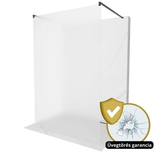 HD Arlo Matt Light Black szabadonálló Walk-In zuhanyfal, 120x200 cm, 8 mm vastag vízlepergető biztonsági matt üveggel, 200 cm magas, két fekete távtartóval