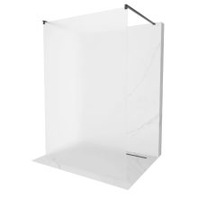 HD Arlo Matt Light Black szabadonálló Walk-In zuhanyfal, 120x200 cm, 8 mm vastag vízlepergető biztonsági matt üveggel, 200 cm magas, két fekete távtartóval