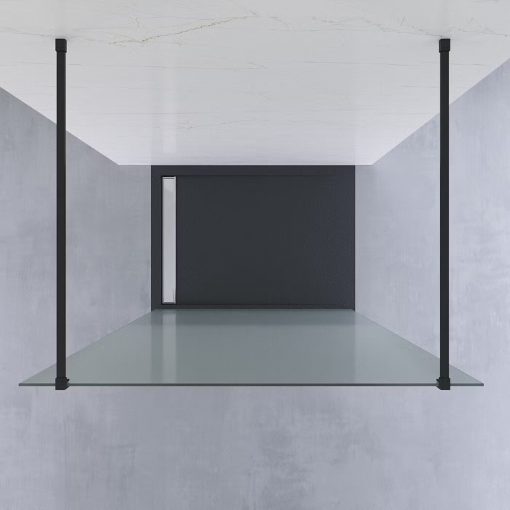 HD Arlo Matt Light Black szabadonálló Walk-In zuhanyfal, 120x200 cm, 8 mm vastag vízlepergető biztonsági matt üveggel, 200 cm magas, két fekete távtartóval