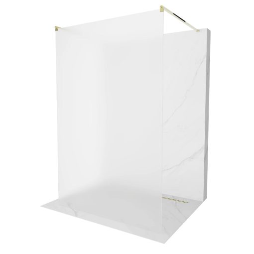 HD Arlo Matt Light Gold szabadonálló Walk-In zuhanyfal, 120x200 cm, 8 mm vastag vízlepergető biztonsági matt üveggel, 200 cm magas, két arany távtartóval