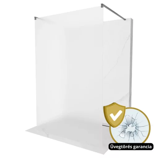 HD Arlo Matt Light Gun Grey szabadonálló Walk-In zuhanyfal 8 mm vastag vízlepergető biztonsági matt üveggel, 200 cm magas, két távtartóval