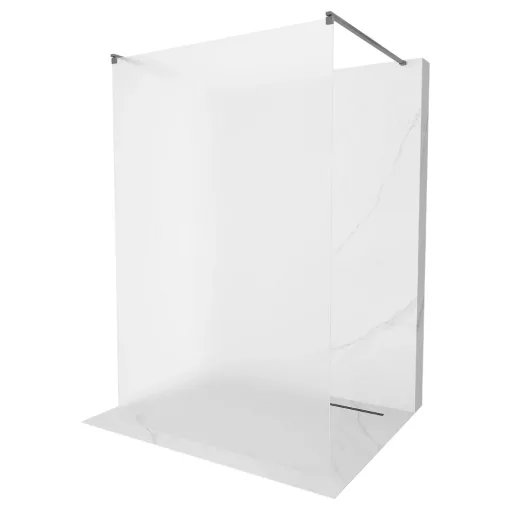 HD Arlo Matt Light Gun Grey szabadonálló Walk-In zuhanyfal 8 mm vastag vízlepergető biztonsági matt üveggel, 200 cm magas, két távtartóval