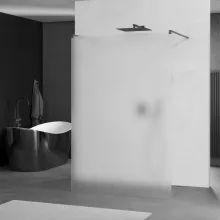 HD Arlo Matt Light Gun Grey szabadonálló Walk-In zuhanyfal 8 mm vastag vízlepergető biztonsági matt üveggel, 200 cm magas, két távtartóval